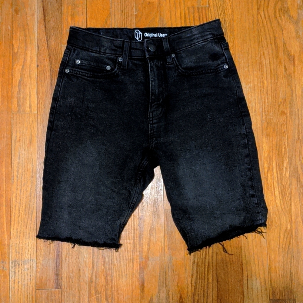 Men's black denim shorts
